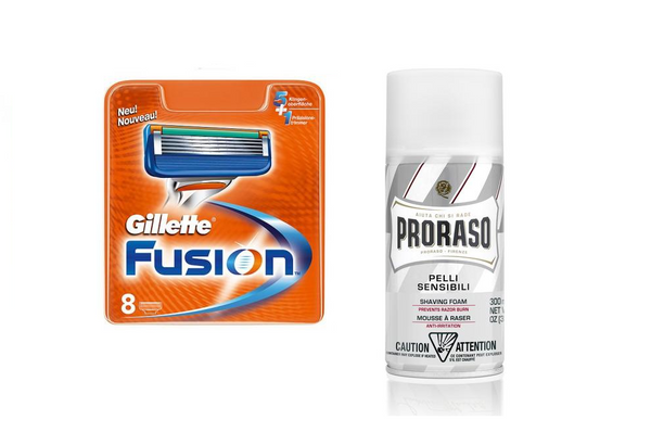 Gillette Fusion 8 barberblade + barberskum 300 ml (blødgørende)