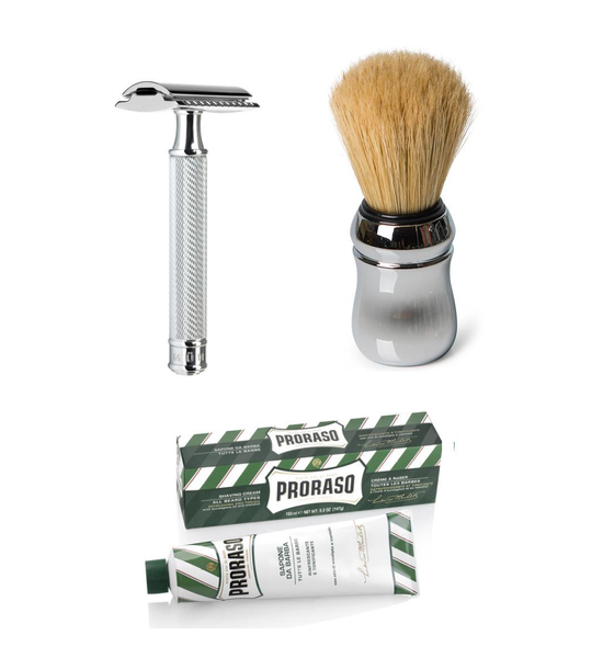 Barbersæt - Mühle R89 + barberkost og barbercreme